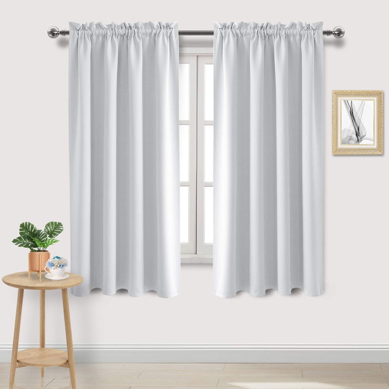 DWCN White Room Darkening Blackout Curtains - Thermal Insulated Privacy Energy Saving Window Curtain Drapes 52 x 63 inch Length, Set of 2 Bedroom Living Room Curtains - Image 1